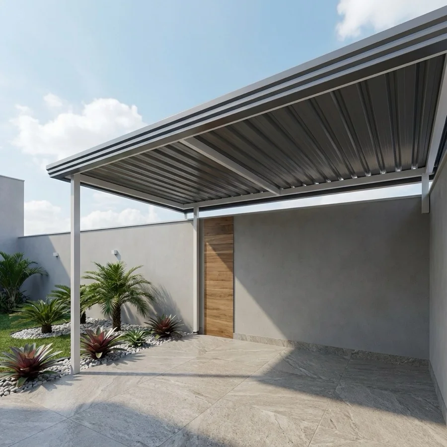 Cobertura de Telha Sanduíche instalada com isolamento térmico e estrutura reforçada para proteção externa.