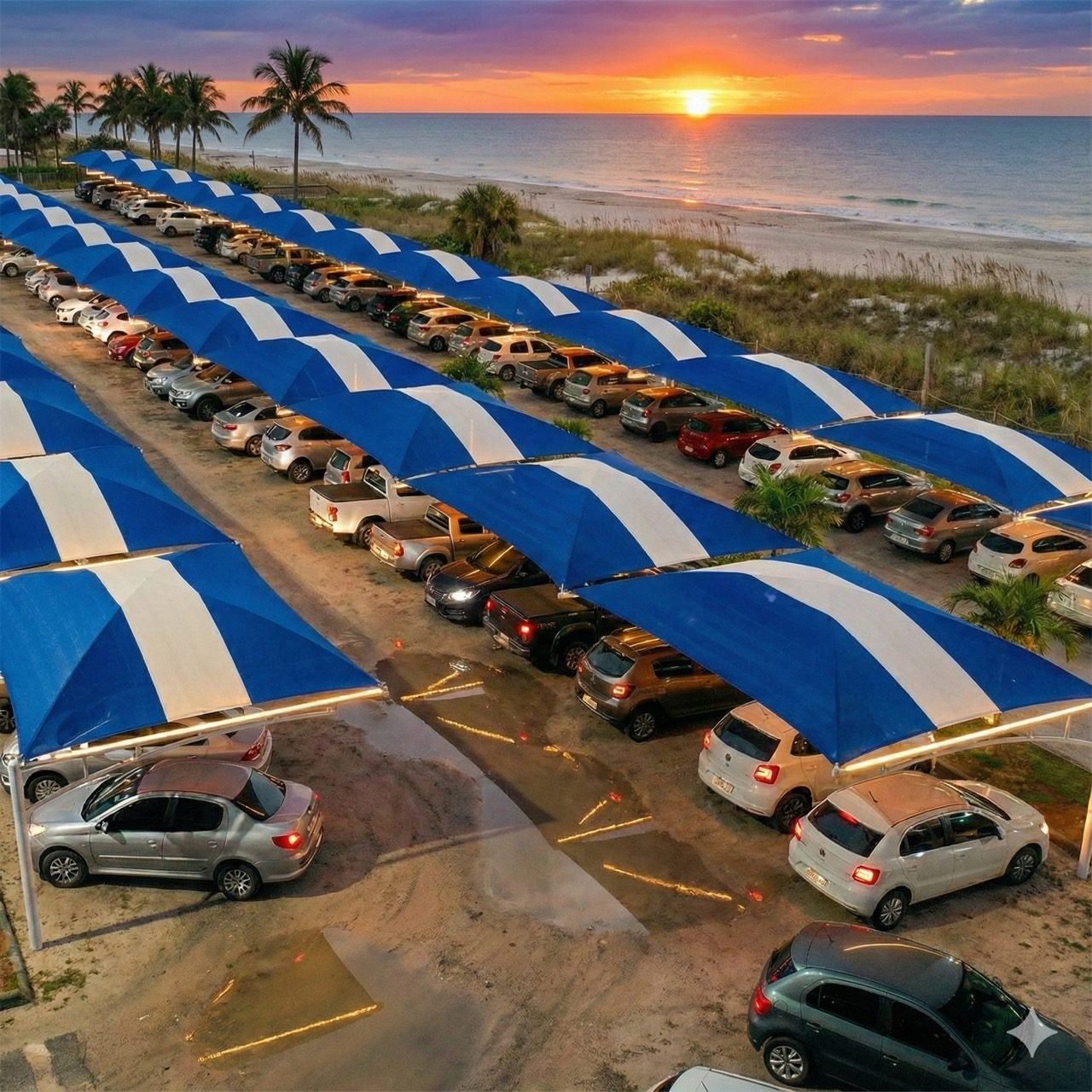Toldo Sombrite instalado em área externa para gerar sombra e ventilação natural com proteção contra raios solares.